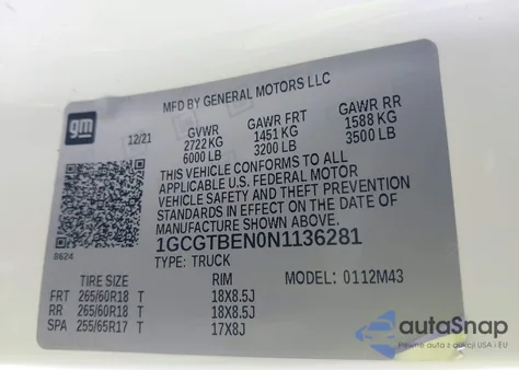 2022 Chevrolet Colorado 4Wd Short Box Wt from USA, damaged, VIN 1GCGTBEN0N1136281